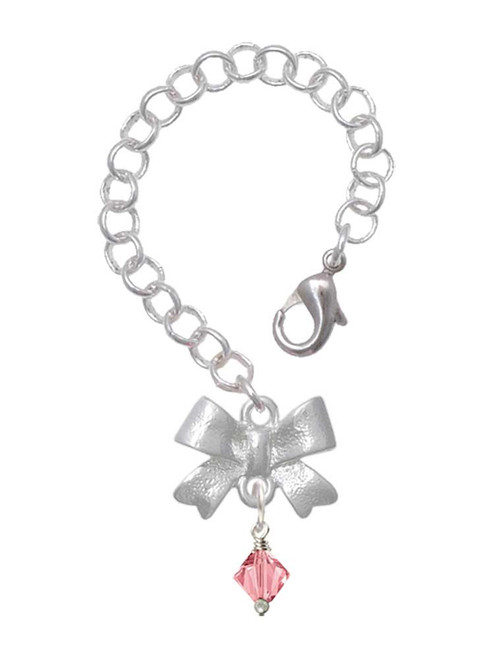 October - Hot Pink Crystal Bicone - Bow Charm Accessory for Tumblers and Thermal Cups