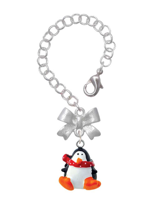 Resin Penguin with Red Scarf - Bow Charm Accessory for Tumblers and Thermal Cups