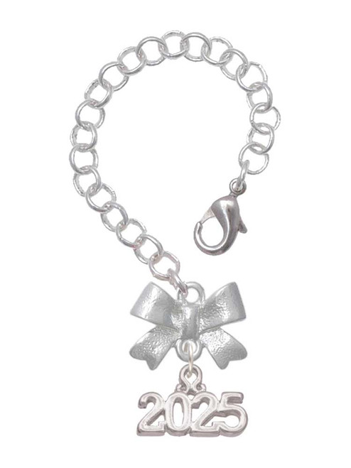 Silver Plated Horizontal Year 2025 - Bow Charm Accessory for Tumblers and Thermal Cups