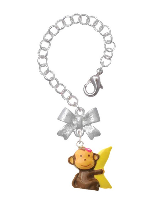 Resin Monkey Hugging a Banana - Bow Charm Accessory for Tumblers and Thermal Cups