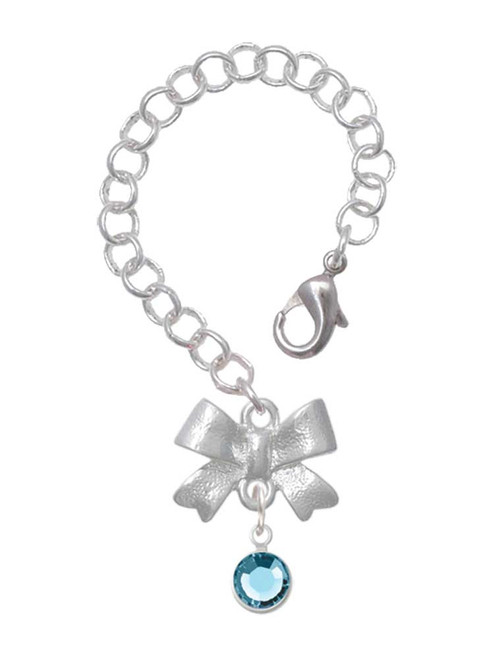 Silver Plated Crystal Hot Blue Channel Drop - Bow Charm Accessory for Tumblers and Thermal Cups