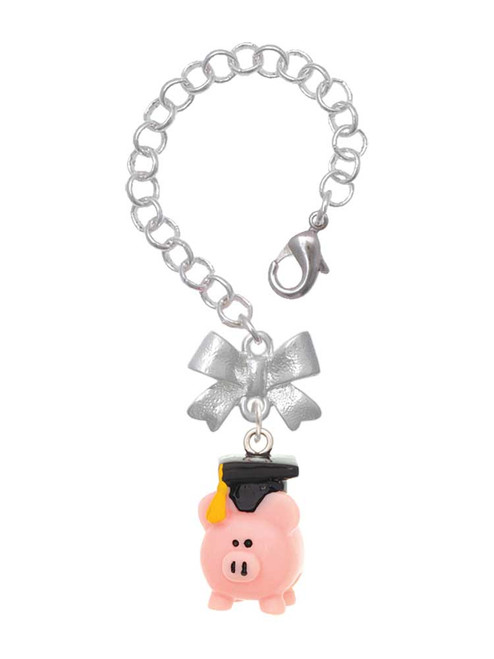 Resin Pink Pig Graduate - Bow Charm Accessory for Tumblers and Thermal Cups