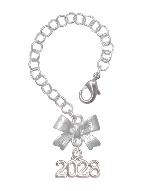 Silver Plated Horizontal Year 2028 - Bow Charm Accessory for Tumblers and Thermal Cups