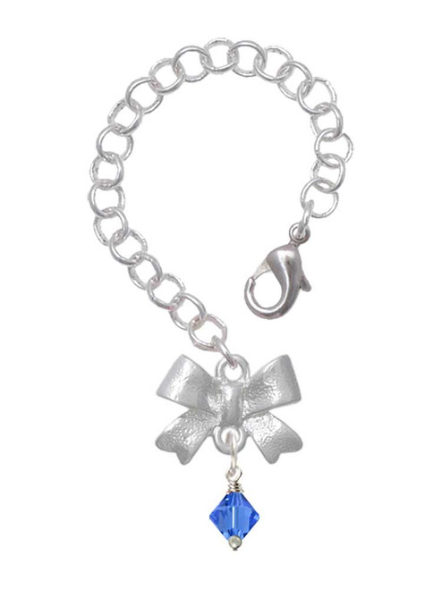 September - Blue Crystal Bicone - Bow Charm Accessory for Tumblers and Thermal Cups