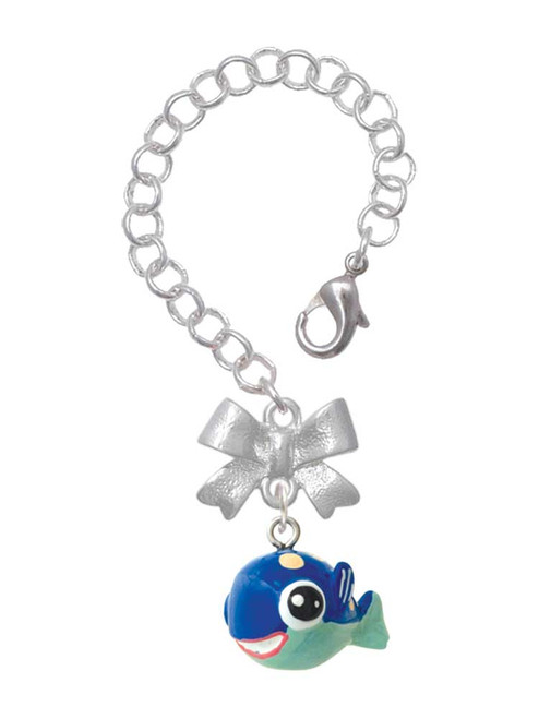 Resin Blue Fish with Pink Polka Dots - Bow Charm Accessory for Tumblers and Thermal Cups