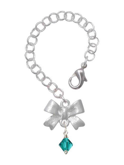 December - Teal Crystal Bicone - Bow Charm Accessory for Tumblers and Thermal Cups