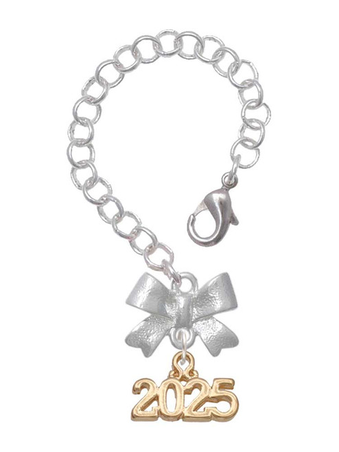 Gold-tone Horizontal Year 2025 - Bow Charm Accessory for Tumblers and Thermal Cups