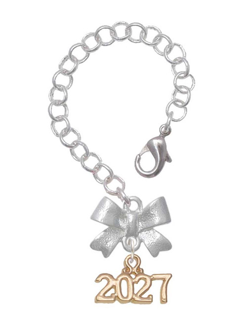 Gold-tone Horizontal Year 2027 - Bow Charm Accessory for Tumblers and Thermal Cups