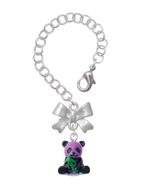 Resin Purple Panda Bear - Bow Charm Accessory for Tumblers and Thermal Cups
