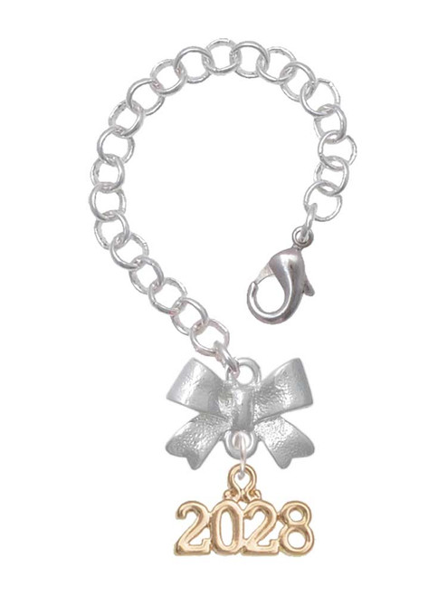 Gold-tone Horizontal Year 2028 - Bow Charm Accessory for Tumblers and Thermal Cups