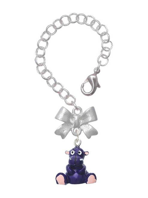 Resin Purple Hippopotamus Honey - Bow Charm Accessory for Tumblers and Thermal Cups