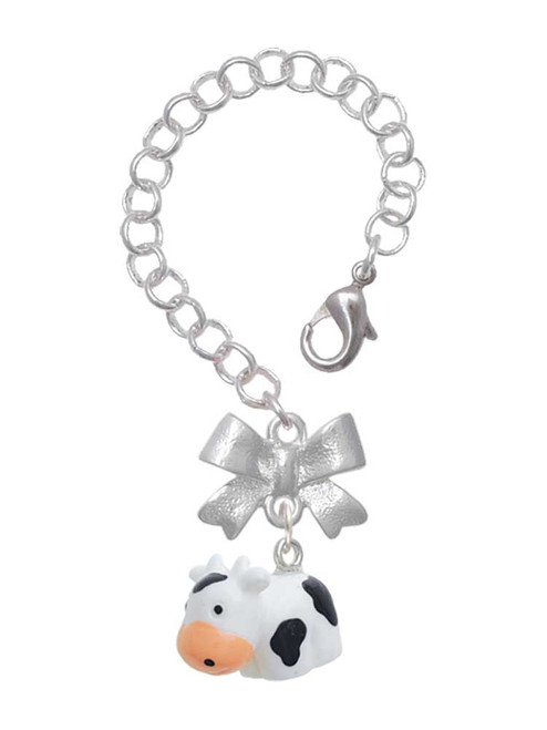 Resin Black and White Cow - Bow Charm Accessory for Tumblers and Thermal Cups
