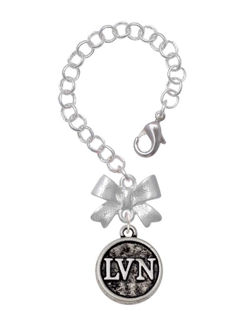Silver Plated Nurse Caduceus Seal - LVN - Bow Charm Accessory for Tumblers and Thermal Cups