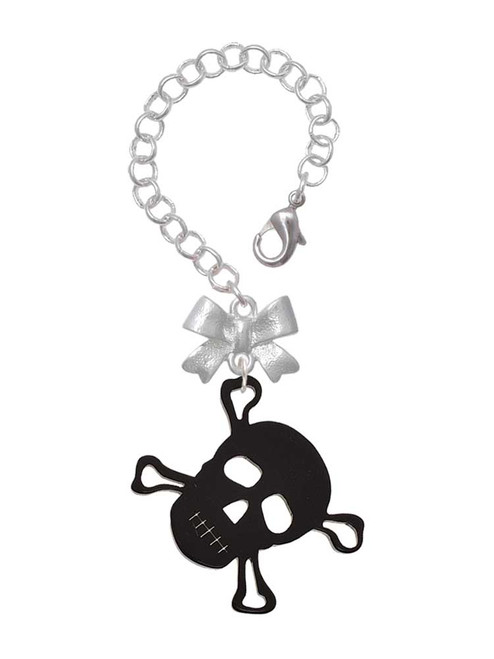 Acrylic Large Black Skull - Bow Charm Accessory for Tumblers and Thermal Cups