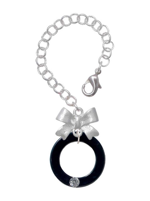 Acrylic 7/8" Ring with 4mm Crystal Black - Bow Charm Accessory for Tumblers and Thermal Cups