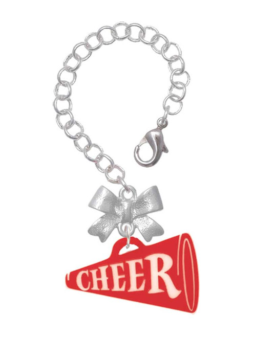 Acrylic Large Red Cheer Megaphone - Bow Charm Accessory for Tumblers and Thermal Cups