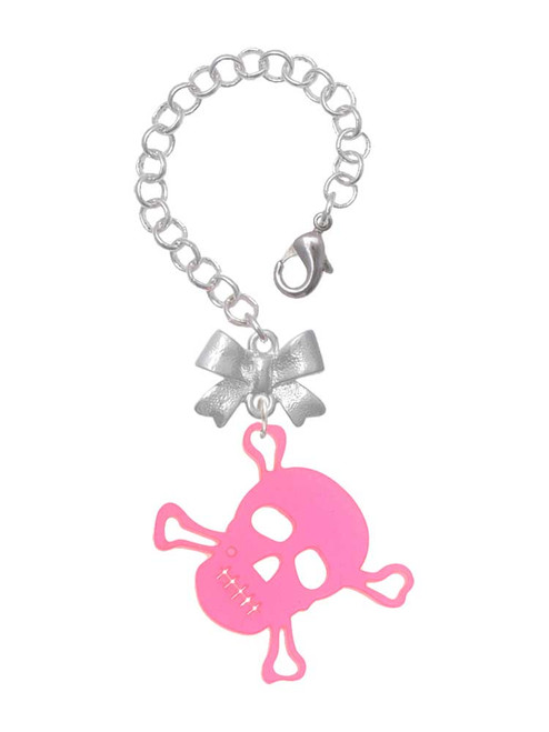 Acrylic Large Pink Skull - Bow Charm Accessory for Tumblers and Thermal Cups