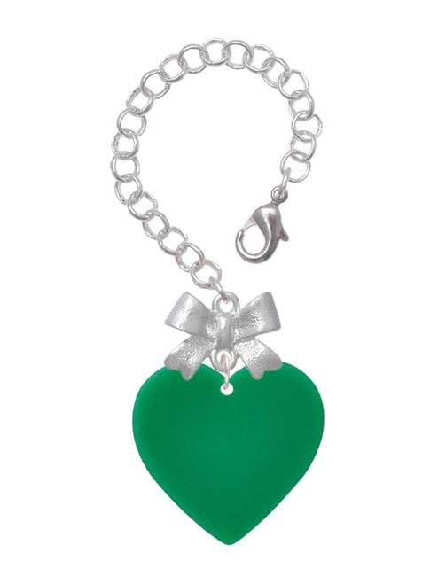 Acrylic 1" Green Heart - Bow Charm Accessory for Tumblers and Thermal Cups