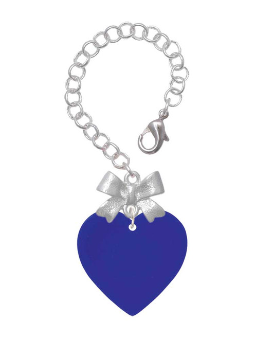 Acrylic 1" Royal Blue Heart - Bow Charm Accessory for Tumblers and Thermal Cups