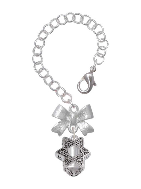 Silver Plated Star of David Spinner - Bow Charm Accessory for Tumblers and Thermal Cups