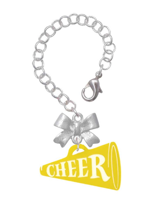 Acrylic Large Yellow Cheer Megaphone - Bow Charm Accessory for Tumblers and Thermal Cups