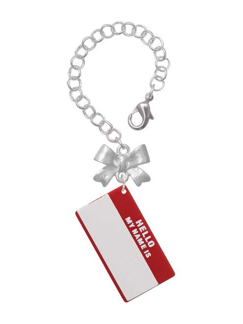 Acrylic Red "Hello" Name Tag - Bow Charm Accessory for Tumblers and Thermal Cups