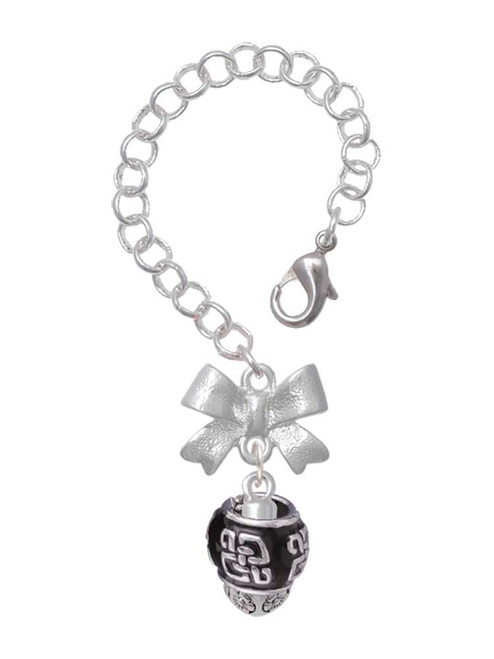 Two-tone Chinese Pattern on Black Spinner - Bow Charm Accessory for Tumblers and Thermal Cups