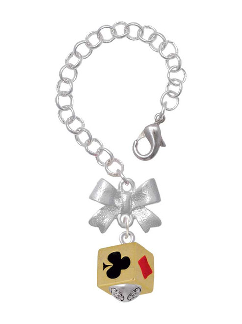 Gold-tone Card Suits Square Spinner - Bow Charm Accessory for Tumblers and Thermal Cups