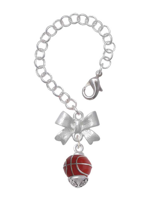 Silver Plated 3-D Enamel Basketball Spinner - Bow Charm Accessory for Tumblers and Thermal Cups
