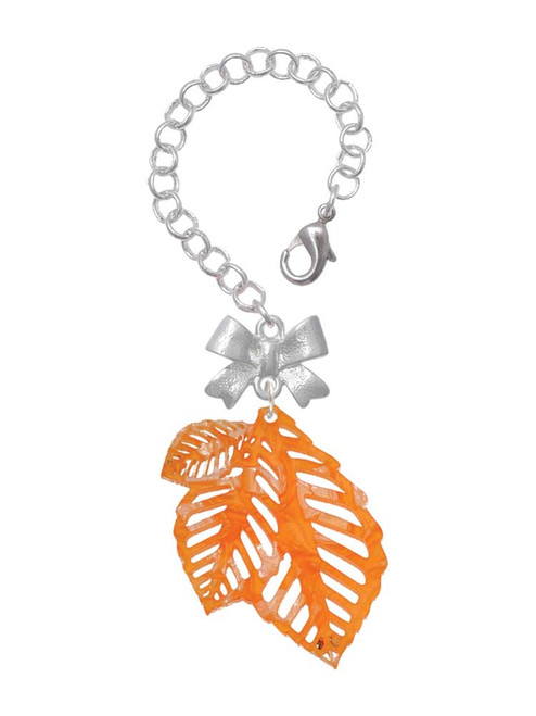 Acrylic Medium Triple Leaf Shimmer Orange - Bow Charm Accessory for Tumblers and Thermal Cups