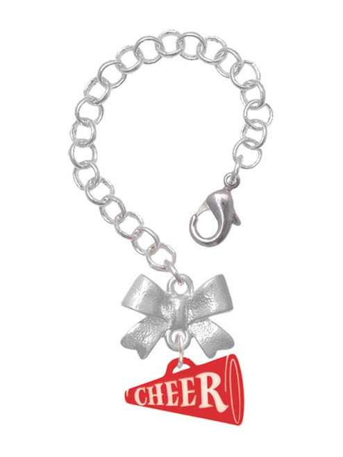 Acrylic Red Cheer Megaphone - Bow Charm Accessory for Tumblers and Thermal Cups