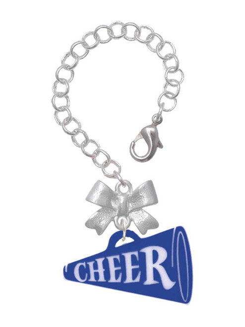 Acrylic Large Royal Blue Cheer Megaphone - Bow Charm Accessory for Tumblers and Thermal Cups