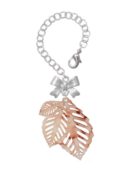 Acrylic Medium Triple Leaf Mixed Brown and Yellow - Bow Charm Accessory for Tumblers and Thermal Cups