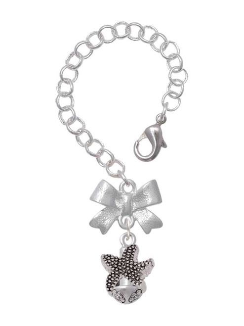 Silver Plated Starfish Spinner - Bow Charm Accessory for Tumblers and Thermal Cups