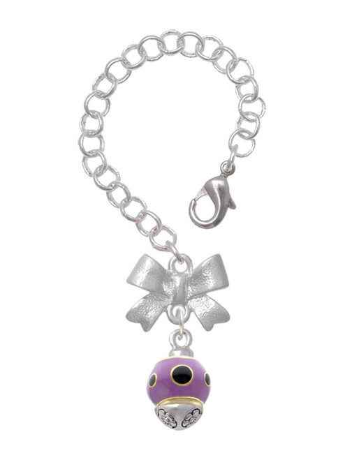 Gold-tone Wide Black Dots on Purple Spinner - Bow Charm Accessory for Tumblers and Thermal Cups