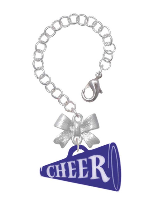 Acrylic Large Navy Cheer Megaphone - Bow Charm Accessory for Tumblers and Thermal Cups