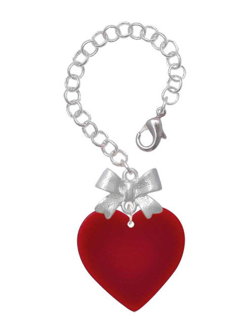 Acrylic 1" Maroon Heart - Bow Charm Accessory for Tumblers and Thermal Cups