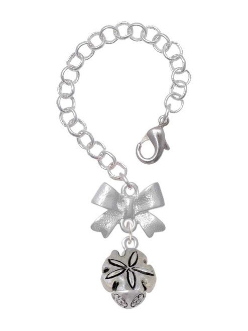 Silver Plated Sand Dollar Spinner - Bow Charm Accessory for Tumblers and Thermal Cups