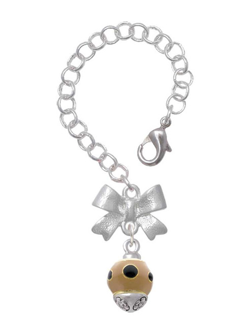 Gold-tone Wide Black Dots on Tan Spinner - Bow Charm Accessory for Tumblers and Thermal Cups