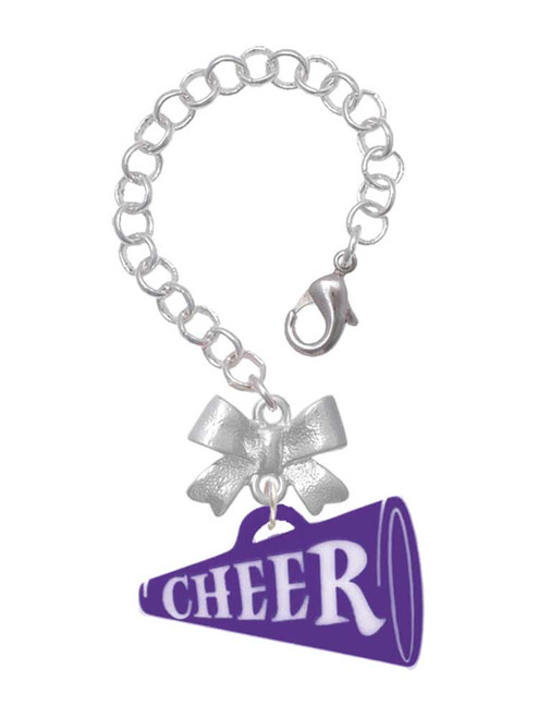 Acrylic Large Purple Cheer Megaphone - Bow Charm Accessory for Tumblers and Thermal Cups