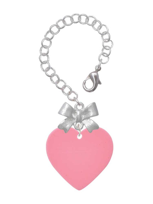 Acrylic 1" Pink Heart - Bow Charm Accessory for Tumblers and Thermal Cups