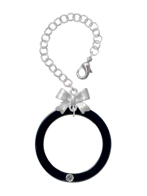 Acrylic 1 1/2" Ring with 4mm Crystal Black - Bow Charm Accessory for Tumblers and Thermal Cups