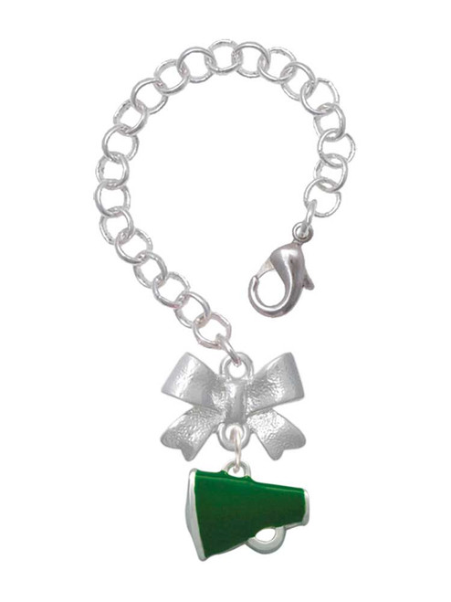 Silver Plated Small Green Megaphone - Bow Charm Accessory for Tumblers and Thermal Cups