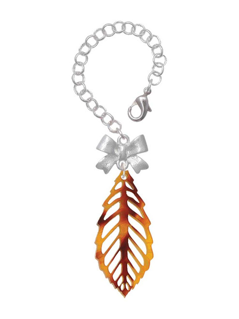 Acrylic Large Leaf Orange Brown - Bow Charm Accessory for Tumblers and Thermal Cups