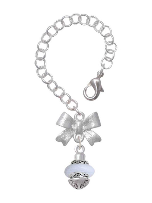 Silver Plated White Center Spinner - Bow Charm Accessory for Tumblers and Thermal Cups