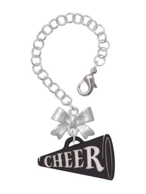 Acrylic Large Black Cheer Megaphone - Bow Charm Accessory for Tumblers and Thermal Cups