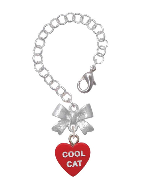 Acrylic Red "Cool Cat / Purr Fect" Heart - Bow Charm Accessory for Tumblers and Thermal Cups