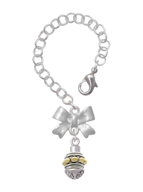 Gold-tone Large Bullets on Silver Plated Spinner - Bow Charm Accessory for Tumblers and Thermal Cups