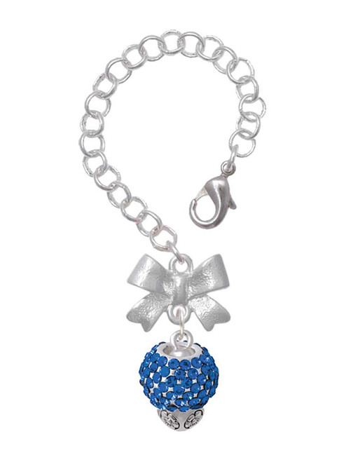 Silver Plated Blue Crystal Sparkle Spinner - Bow Charm Accessory for Tumblers and Thermal Cups