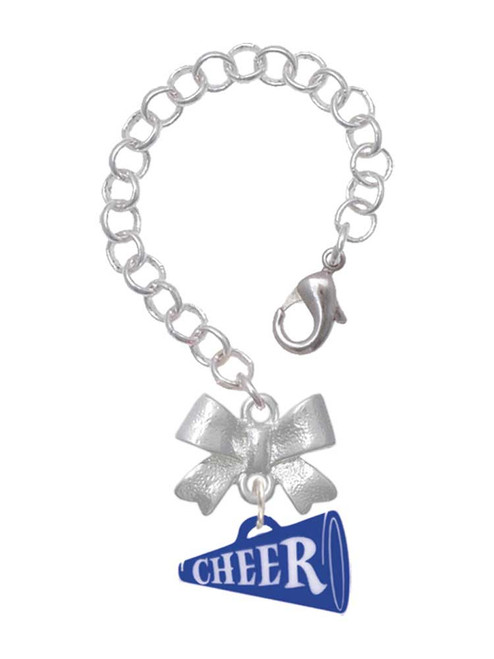 Acrylic Royal Blue Cheer Megaphone - Bow Charm Accessory for Tumblers and Thermal Cups